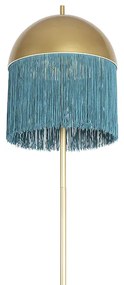 Candeeiro de pé oriental dourado franjas azuis 30cm - FRINGLE Oriental