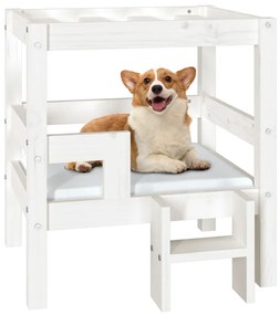 Cama para cães 55,5x53,5x60 cm madeira de pinho maciça branco