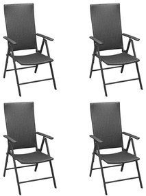 Cadeiras de jardim 4 pcs vime PE preto