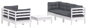 6 pcs conj. lounge de jardim com almofadões antracite pinho