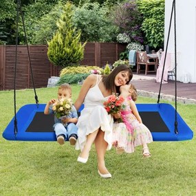 Baloiço de corda ajustável para crianças Estrutura de aço impermeável Interior e jardim 150 x 80 cm Azul