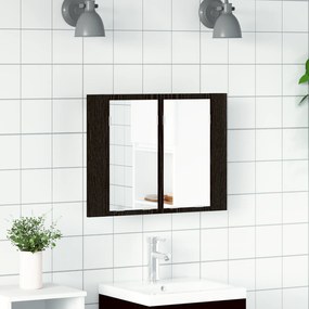 Armário de Espelho LED para Casa de Banho vidaXL Preto Carvalho 60x12x