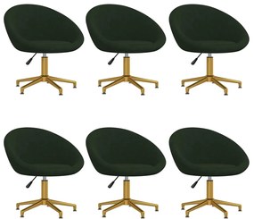 vidaXL Cadeiras de jantar 6 pcs veludo verde-escuro