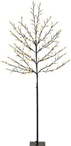 HOMCOM Árvore de Natal de Cerejeira Altura 180 cm com Luzes LED, 20 Ramos, Temporizador Diário, para Interiores e Exteriores, Preto | Aosom Portugal