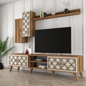 Móvel TV ClassS – Nogueira e Creme – 180x44x35 cm