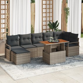 Conjunto de Sofás para Jardim vidaXL de 8 Peças com Almofadas Cinza de
