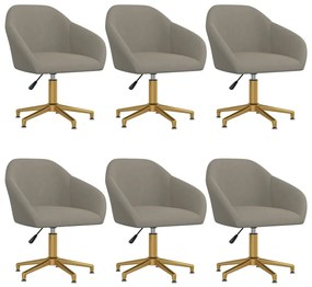 vidaXL Cadeiras de jantar giratórias 6 pcs veludo cinzento-claro