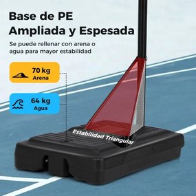 Cesto de basquetebol portátil ajustável de 2,1-2,6 m para crianças com base reenchível, tabuleiro de PC inquebrável, rodas de transporte, preto