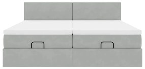 Estrutura cama otomana colchões 180x200cm veludo cinzento claro