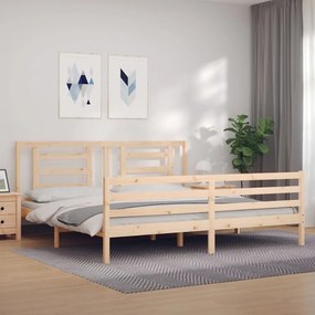3194721 vidaXL Estrutura de cama com cabeceira 200x200 cm madeira maciça