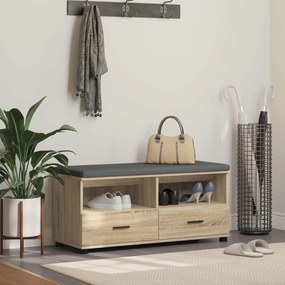 vidaXL Banco de Hall com almofada Carvalho Sonoma 100 x 38 x 46 cm
