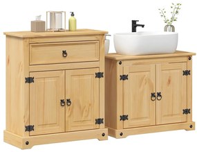 vidaXL 2 pcs conj. de móveis p/ casa de banho Corona pinho maciço