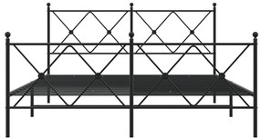 Estrutura de cama com cabeceira e pés 150x200 cm metal preto