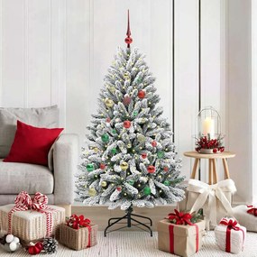 vidaXL Árvore de Natal Artificial Verde e Branco 150 cm PVC e Metal