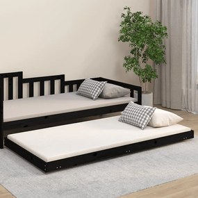 vidaXL Estrutura de cama 90x200 cm madeira de pinho maciça preto