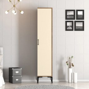 Guarda-roupa Kumsal S – Nogueira e Creme – 40 cm x 47,5 cm x 201,4 cm