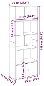 Estante 70x36x189 cm derivados de madeira cinzento cimento