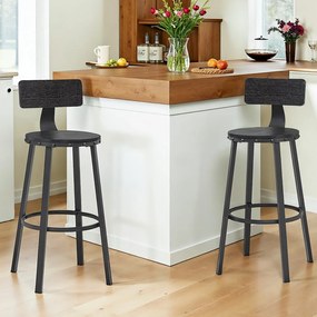 Conjunto de 2 bancos altos de bar Ø54 x 99 cm Preto