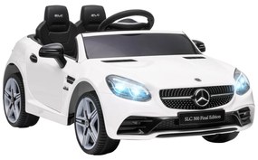 AIYAPLAY Carro Elétrico para Crianças Mercedes SLC Faróis LED Buzina Música TF USB Abertura Porta 3-5km/h 107x62 5x44 cm Branco