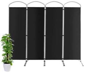 Biombo dobravel de 4 paineis Divisor de espaços 221 x 51 x 188 cm Preto