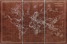 HOMCOM Quadros Decorativos Mapa Múndi Vintage Pintados à Mão 120x60 cm Quadros de Arte de Parede com Moldura de Madeira Castanho | Aosom Portugal
