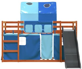 Beliche com escorrega e cortinas 90x200 cm azul
