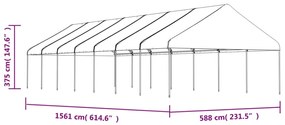 Gazebo com telhado 15,61x5,88x3,75 m polietileno branco