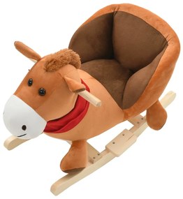 Animal de baloiçar cavalo em pelúcia 60x32x50 cm castanho
