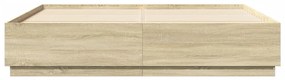 Estrutura de cama 200x200 cm derivados madeira carvalho sonoma