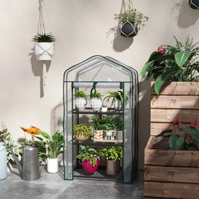 Estufa de Jardim de 3 Níveis Estufa de Terraço com 3 Prateleiras 1 Por