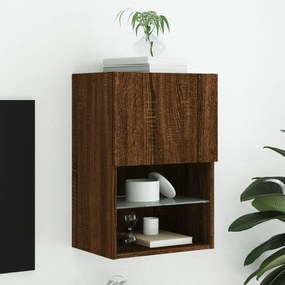 Móvel de TV com luzes LED 40,5x30x60 cm carvalho castanho