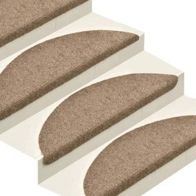 Tapetes de escada adesivos 15 pcs 65x21x4 cm agulhado creme