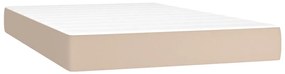 Cama box spring c/colchão/LED 120x200cm couro artif. cappuccino