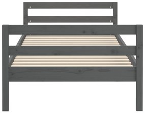 Estrutura de cama 75x190 cm madeira de pinho maciça cinzento