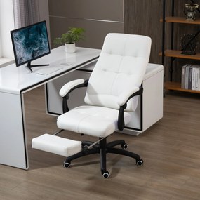 Cadeira de escritório ergonômica giratória com função de inclinação altura ajustável Apoio de braço e apoio para os pés em couro sintético