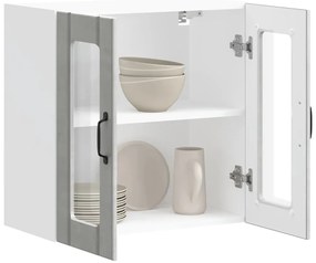 Armário de parede de cozinha porta vidro Lucca cinza cimento