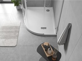 Mexen Flow base de duche semicircular assimétrica slim esquerda 90 x 80 cm, branco brilhante - 46Q108090L
