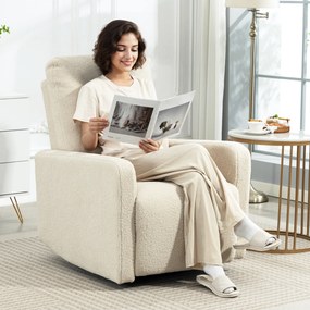 Poltrona reclinável, poltrona de relaxamento com apoio para os pés, giratória em 360° e reclinável, 76 x 94 x 100 cm, bege