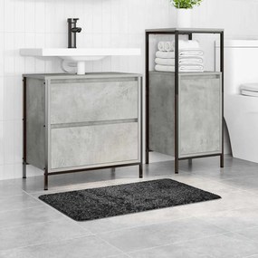 Tapete de Banho Rectangular Cinzento Escuro 50x80 cm Polipropileno Ant
