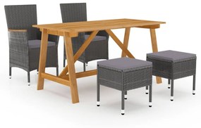 vidaXL 5 pcs conjunto de jantar para jardim cinzento