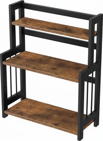 Prateleira para especiarias em bambu de cozinha com 3 níveis 18 x 41 x 53 cm castanho-preto