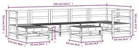 8 pcs conjunto lounge de jardim madeira de douglas maciça