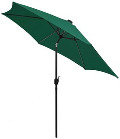 Guarda-sol de jardim c/ luzes LED e poste alumínio 300 cm verde