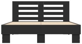 Estrutura de cama 140x200 cm derivados de madeira/metal preto