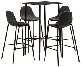 5 pcs conjunto de bar tecido cinzento-escuro