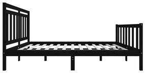 Estrutura de cama 140x190 cm madeira maciça preto