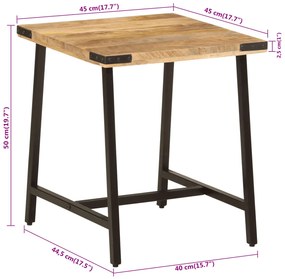 Mesa de apoio 45x45x50 cm madeira de mangueira maciça/ferro