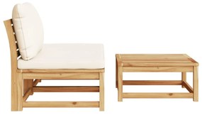 3 pcs conjunto lounge de jardim c/ almofadões acácia maciça