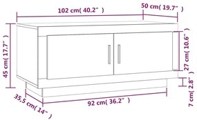 Mesa de centro 102x50x45 cm madeira processada cinza cimento