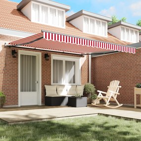 Toldo Retrátil Manual Listrado Vermelho e Branco 400x300 cm
